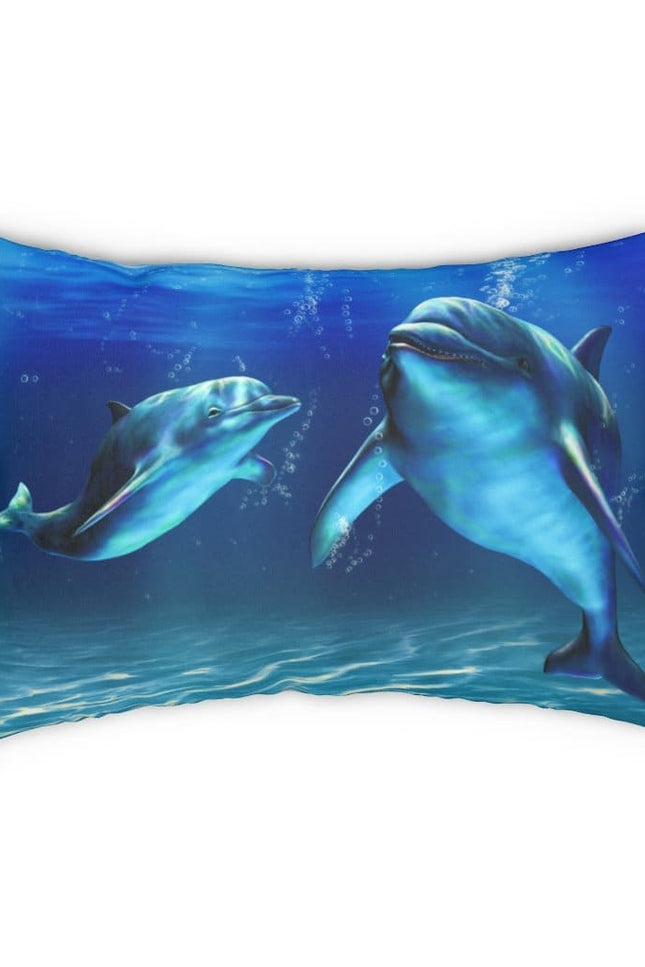 Decorative Throw Pillow - Double Sided Sofa Pillow / Blue Dolphin-Uniquely You | iPFY-14" × 20"-Urbanheer