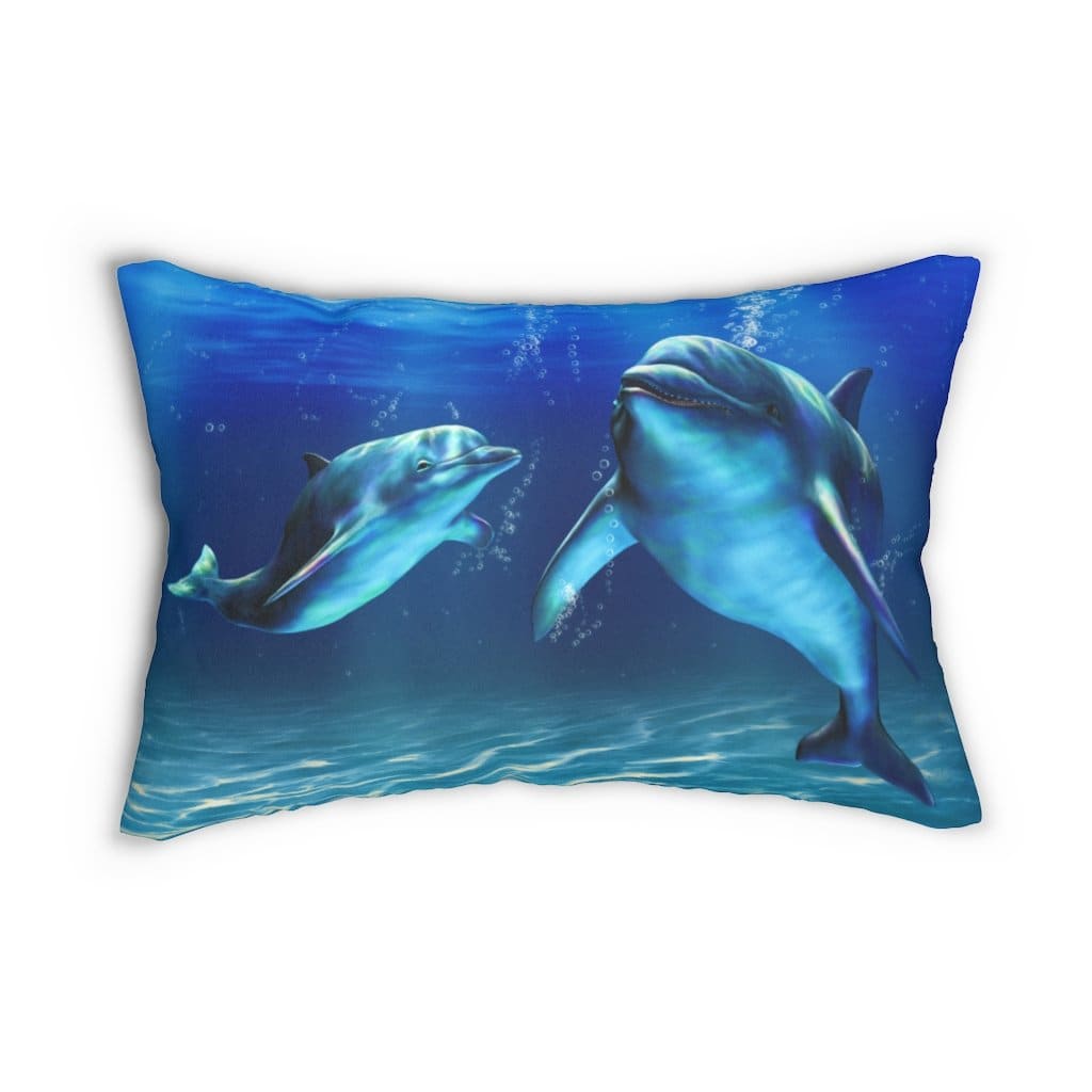 Decorative Throw Pillow - Double Sided Sofa Pillow / Blue Dolphin-Uniquely You | iPFY-14" × 20"-Urbanheer
