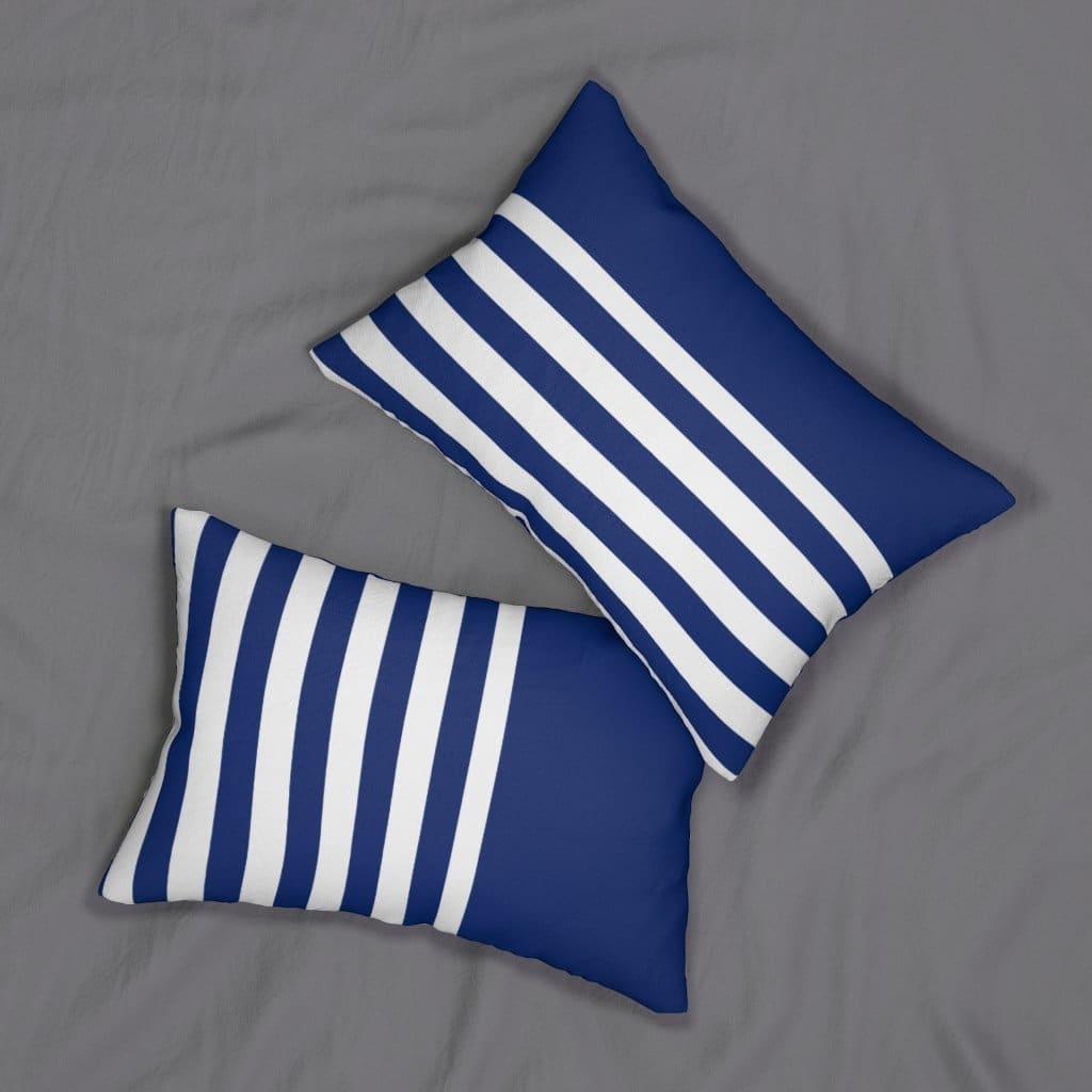 Uniquely You Decorative Lumbar Throw Pillow, Blue And White Striped Pattern-Uniquely You | iPFY-14" × 20"-Urbanheer