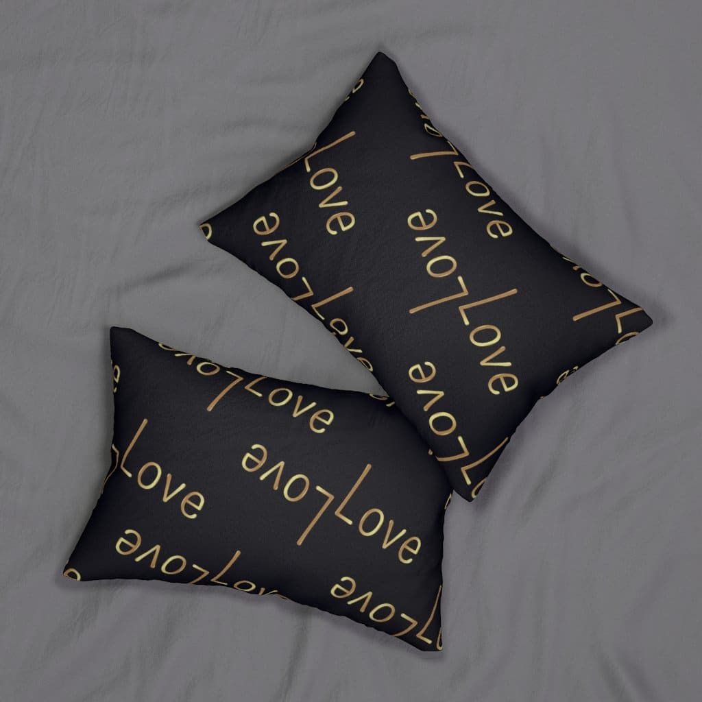 Decorative Throw Pillow - Double Sided Sofa Pillow / Love Love - Black/Beige-Uniquely You | iPFY-14" × 20"-Urbanheer