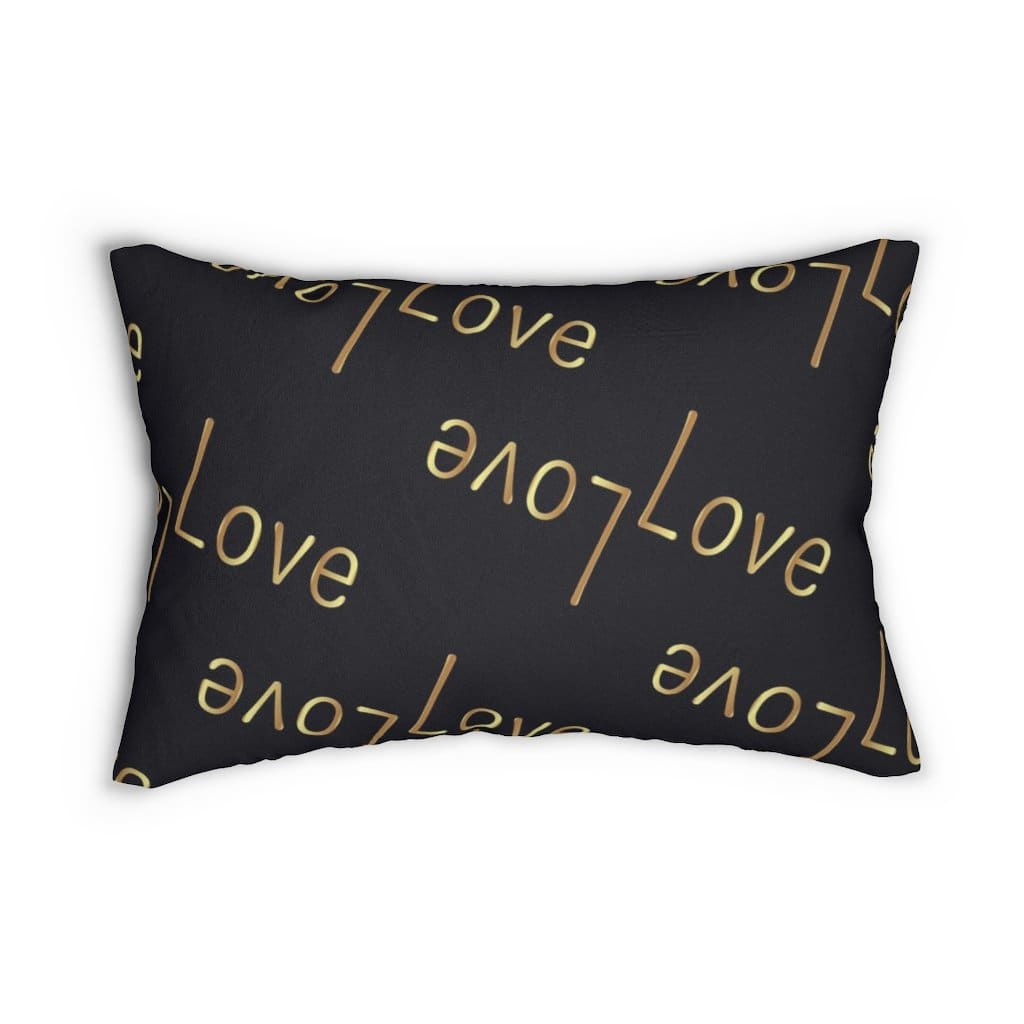 Decorative Throw Pillow - Double Sided Sofa Pillow / Love Love - Black/Beige-Uniquely You | iPFY-14" × 20"-Urbanheer