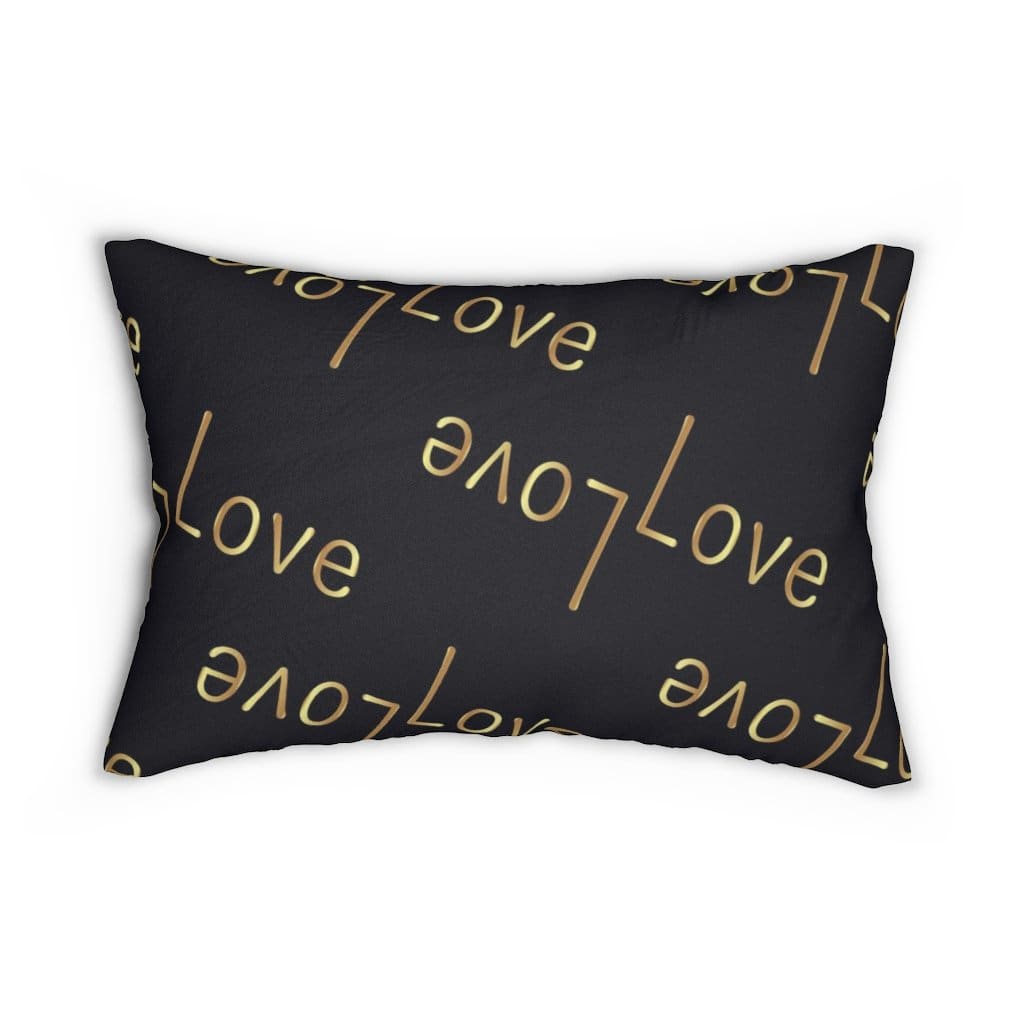 Decorative Throw Pillow - Double Sided Sofa Pillow / Love Love - Black/Beige-Uniquely You | iPFY-14" × 20"-Urbanheer