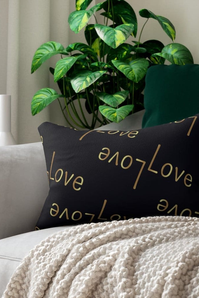 Decorative Throw Pillow - Double Sided Sofa Pillow / Love Love - Black/Beige-Uniquely You | iPFY-14" × 20"-Urbanheer