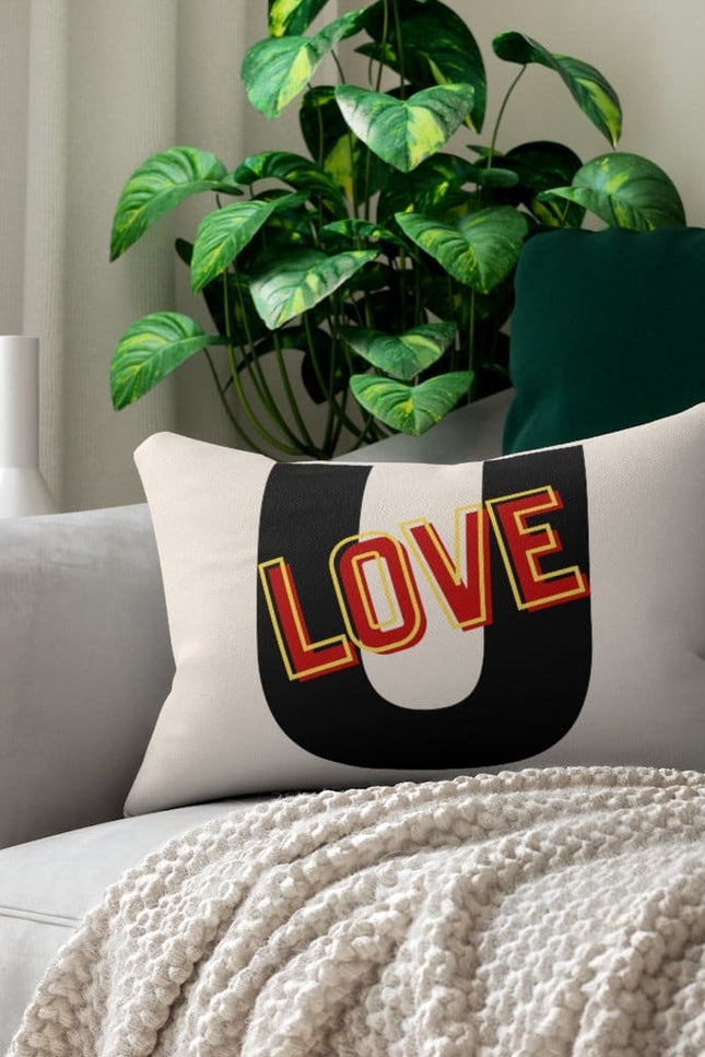Decorative Throw Pillow - Double Sided Sofa Pillow / Love U - Beige/Grey-Uniquely You | iPFY-14" × 20"-Urbanheer