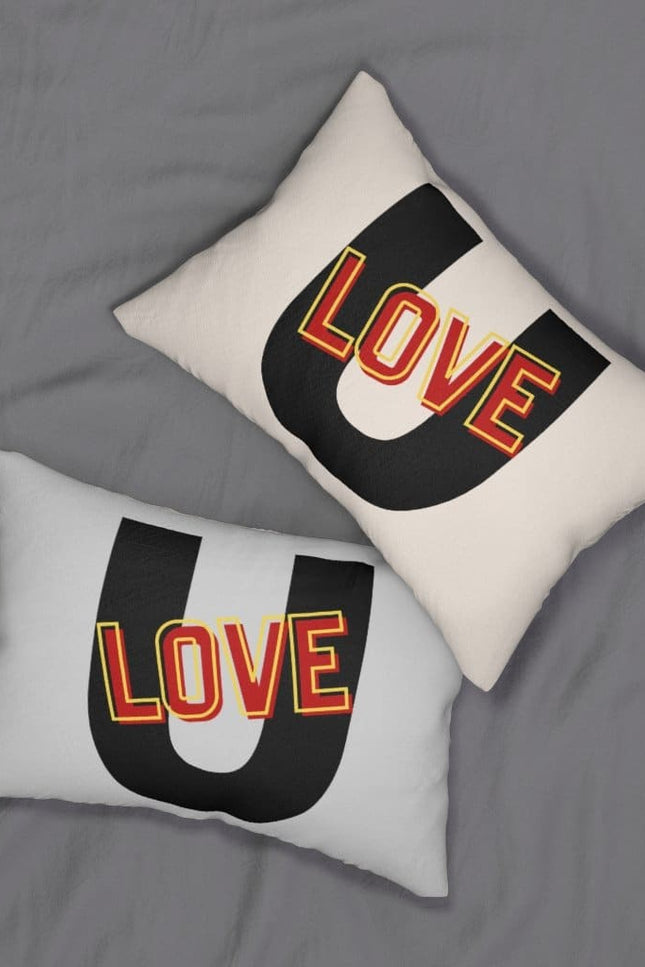 Decorative Throw Pillow - Double Sided Sofa Pillow / Love U - Beige/Grey-Uniquely You | iPFY-14" × 20"-Urbanheer