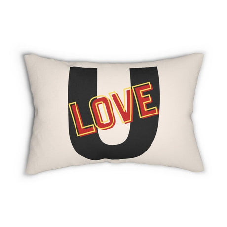 Decorative Throw Pillow - Double Sided Sofa Pillow / Love U - Beige/Grey