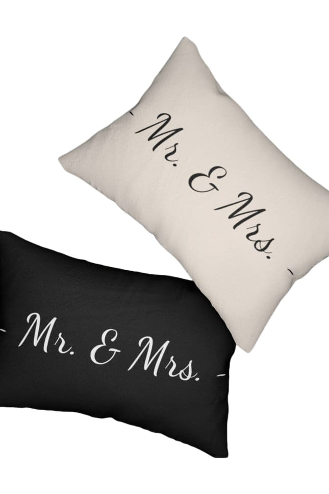 Decorative Throw Pillow - Double Sided Sofa Pillow / Mr. & Mrs. - Beige Black-Uniquely You | iPFY-14" × 20"-Urbanheer