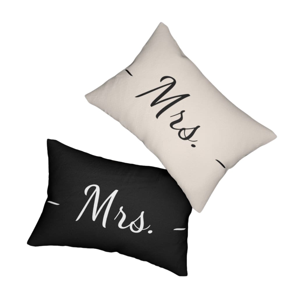 Decorative Throw Pillow - Double Sided Sofa Pillow / Mrs. - Beige Black-Uniquely You | iPFY-14" × 20"-Urbanheer