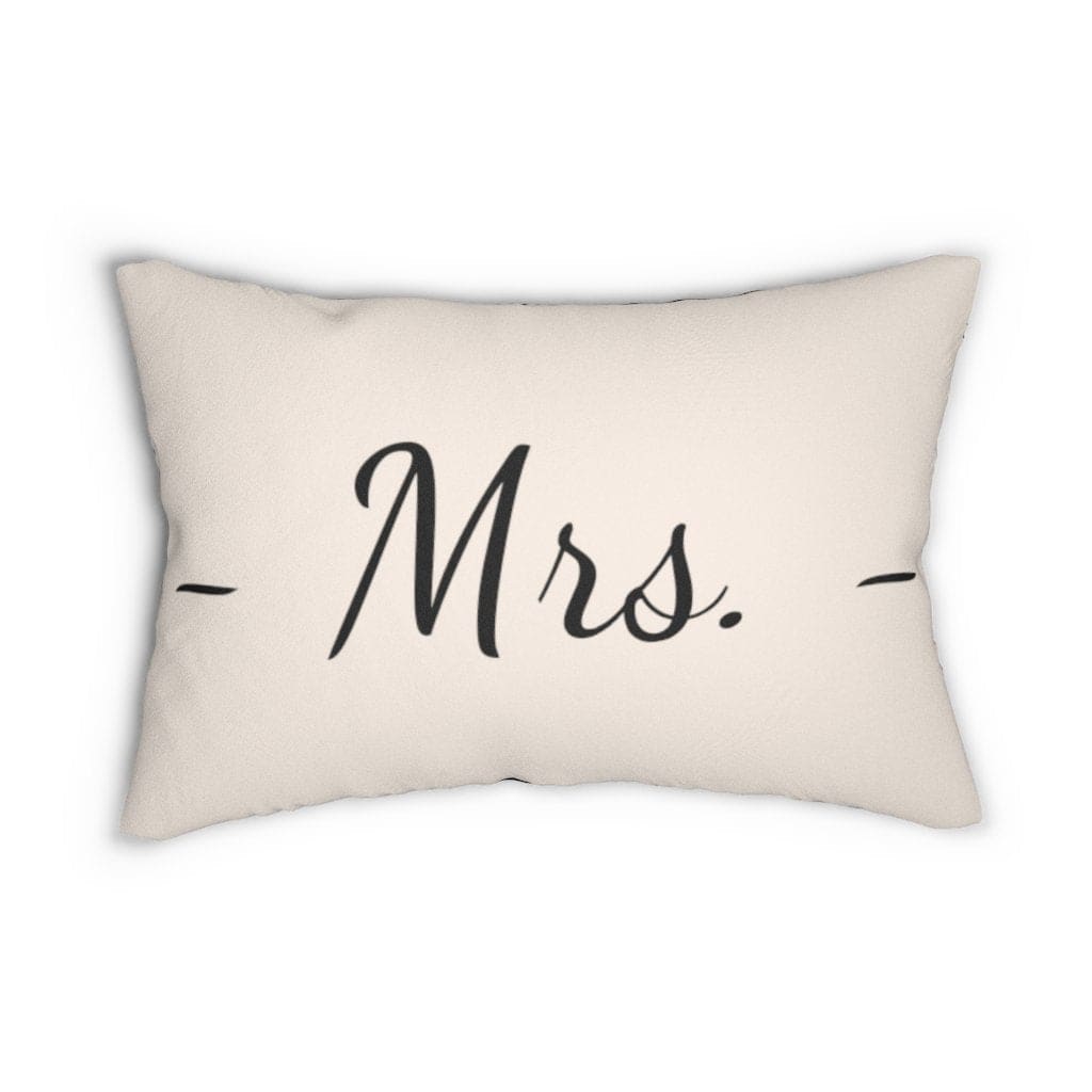 Decorative Throw Pillow - Double Sided Sofa Pillow / Mrs. - Beige Black-Uniquely You | iPFY-14" × 20"-Urbanheer