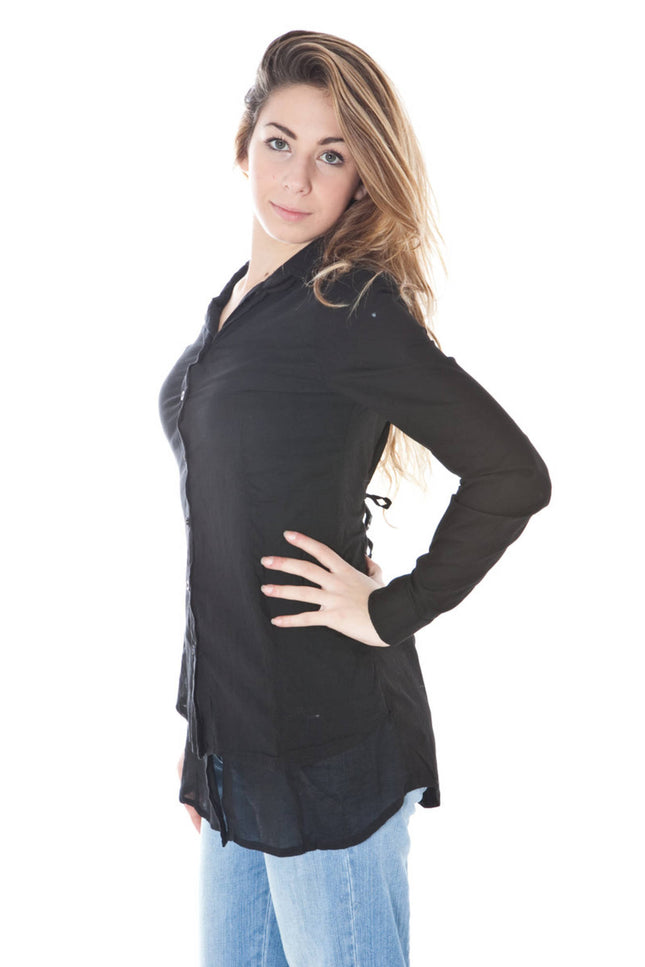 Denny Rose Women&#39;S Long Sleeve Shirt Black-DENNY ROSE-Urbanheer