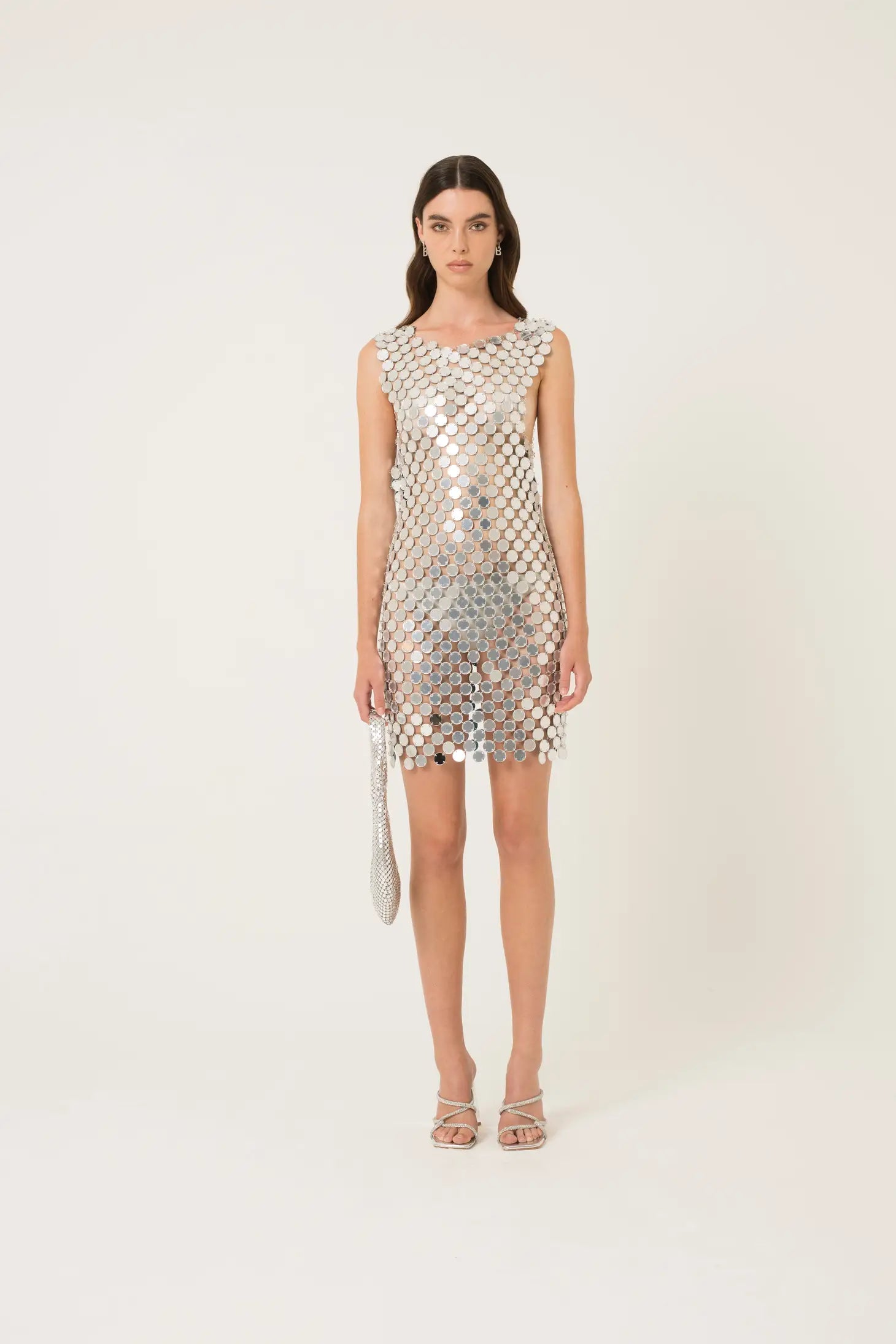 Trixie Silver Disc Sequin Mini Dress-Amy Lynn-S-Silver-Urbanheer