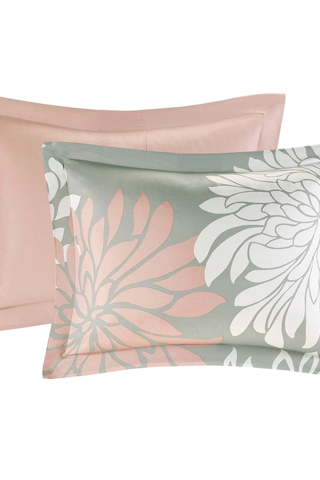 Floral Complete Comforter And Sheet Set, Blush/Grey-Olliix-Urbanheer