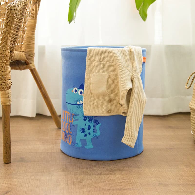 Blue Dinosaur Printed Quilted Storage Bag With Handle Storage Bin Closet Toy Box Container Organizer-Baby Bedding Design-Urbanheer