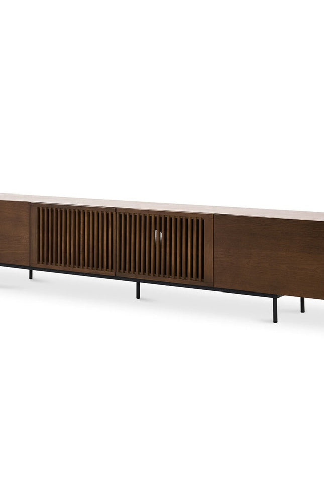Black And Walnut Wood Mid-Century Tv Stand-Entertainment Centers & TV Stands-D BlakHom-Urbanheer