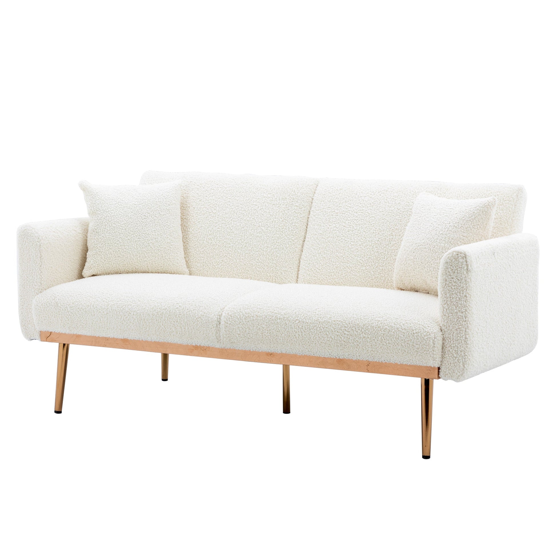 Velvet Accent Loveseat Sofa With Metal Feet-Sofas-D BlakHom-as Pic-Urbanheer