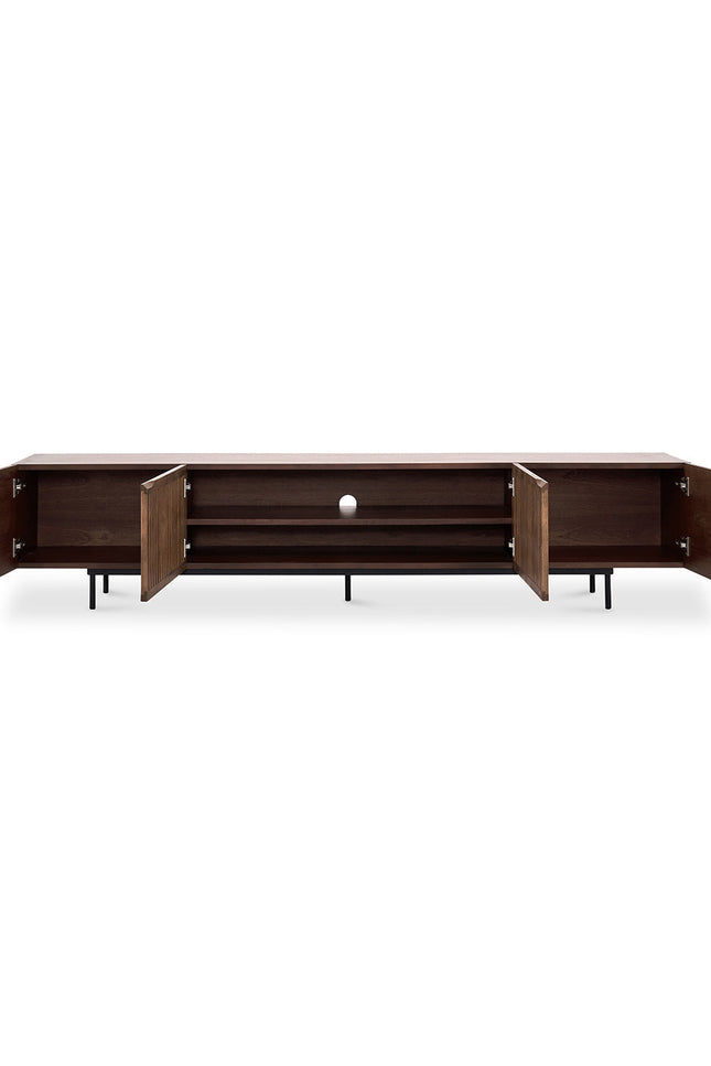 Black And Walnut Wood Mid-Century Tv Stand-Entertainment Centers & TV Stands-D BlakHom-Urbanheer