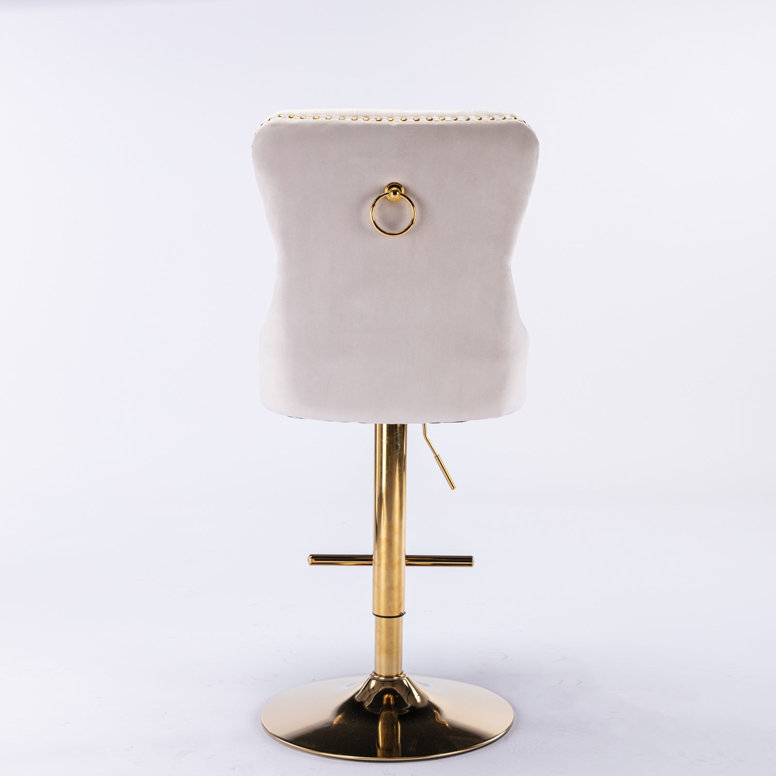 Set Of 2 Thick Golden Swivel Velvet Barstools-Table & Bar Stools-D BlakHom-Urbanheer