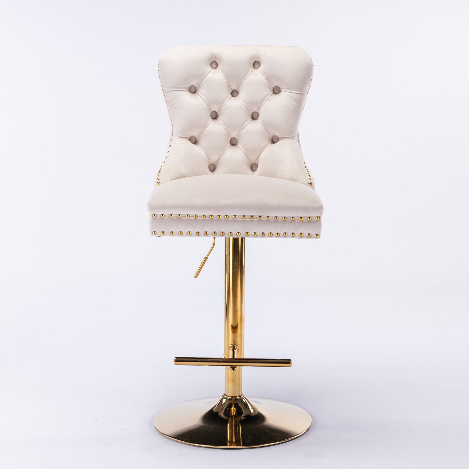 Set Of 2 Thick Golden Swivel Velvet Barstools-Table & Bar Stools-D BlakHom-Urbanheer