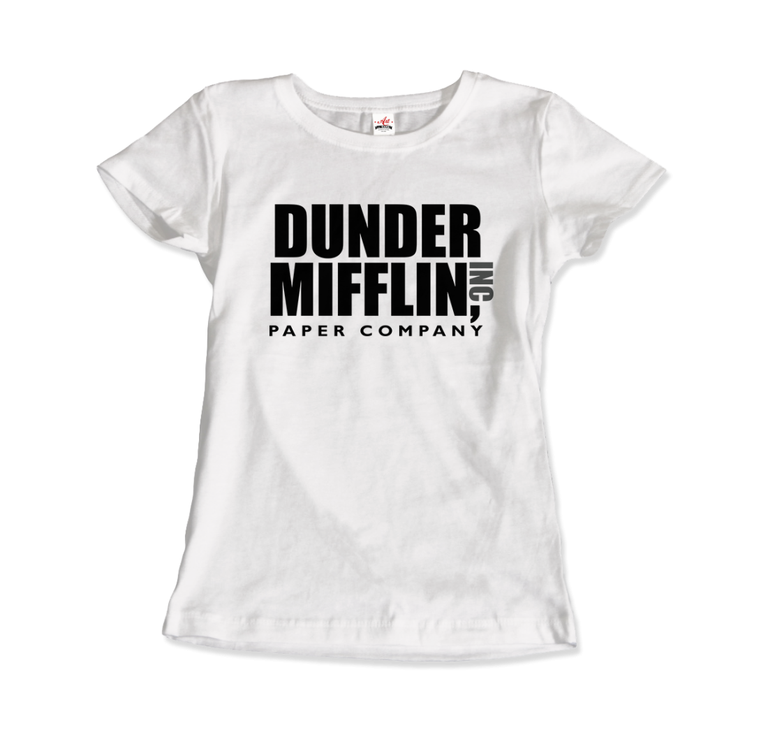 Dunder Mifflin Paper Company, Inc From The Office T-Shirt-Art-O-Rama Shop-Women (Fitted)-White-S-Urbanheer