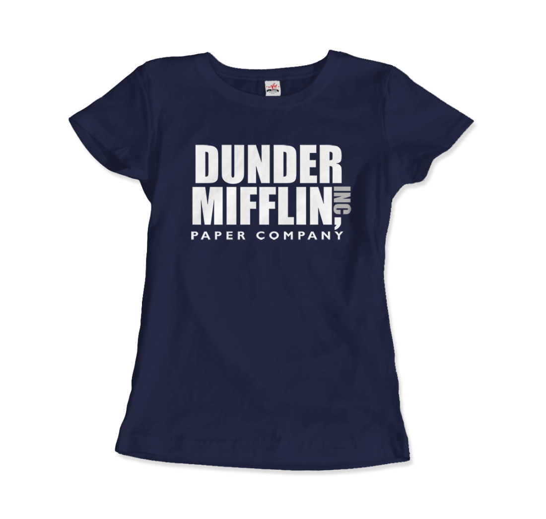 Dunder Mifflin Paper Company, Inc From The Office T-Shirt-Art-O-Rama Shop-Women (Fitted)-Navy-S-Urbanheer