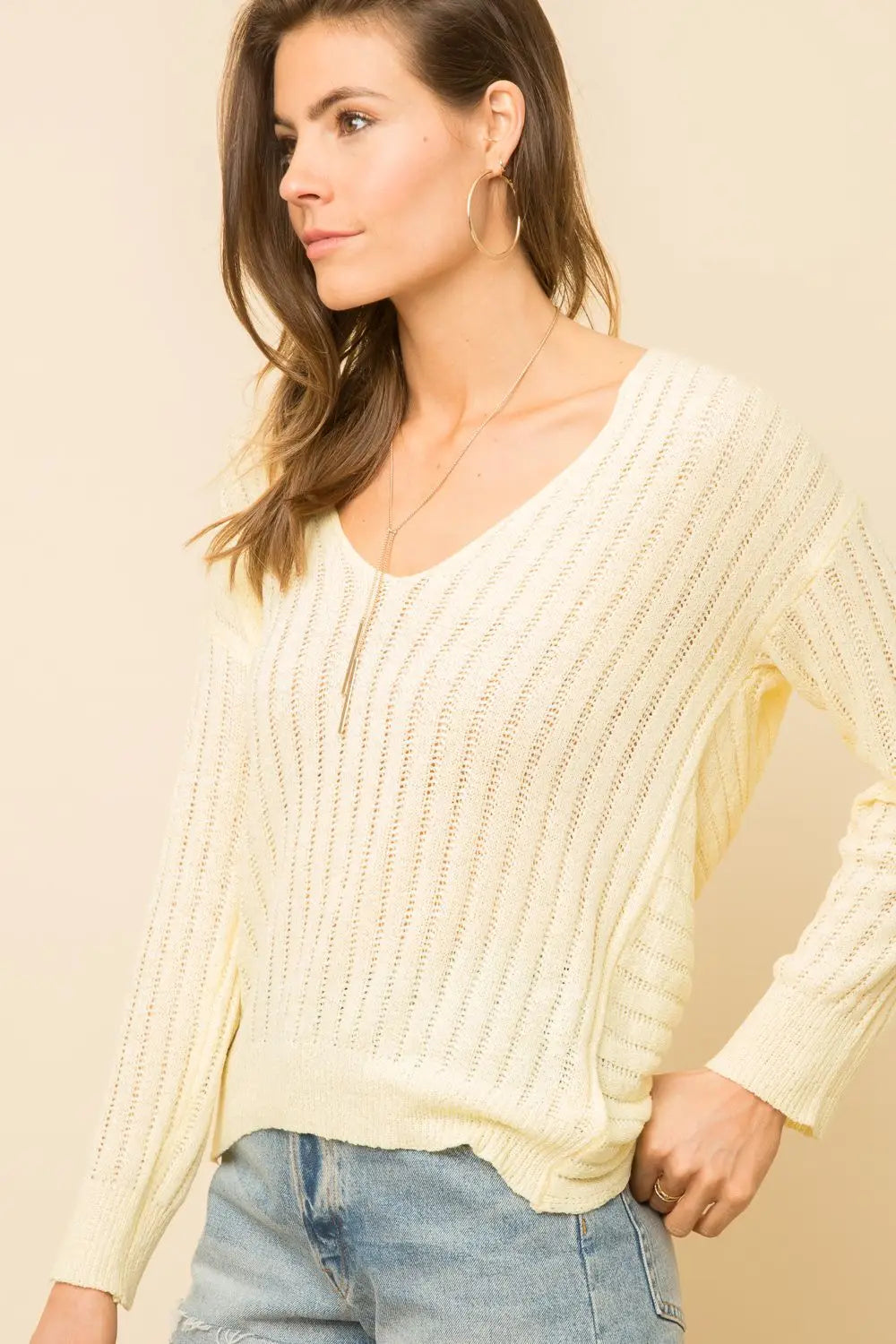 Knotted Back Pullover Sweater - Lemon-Mystree-S-Urbanheer