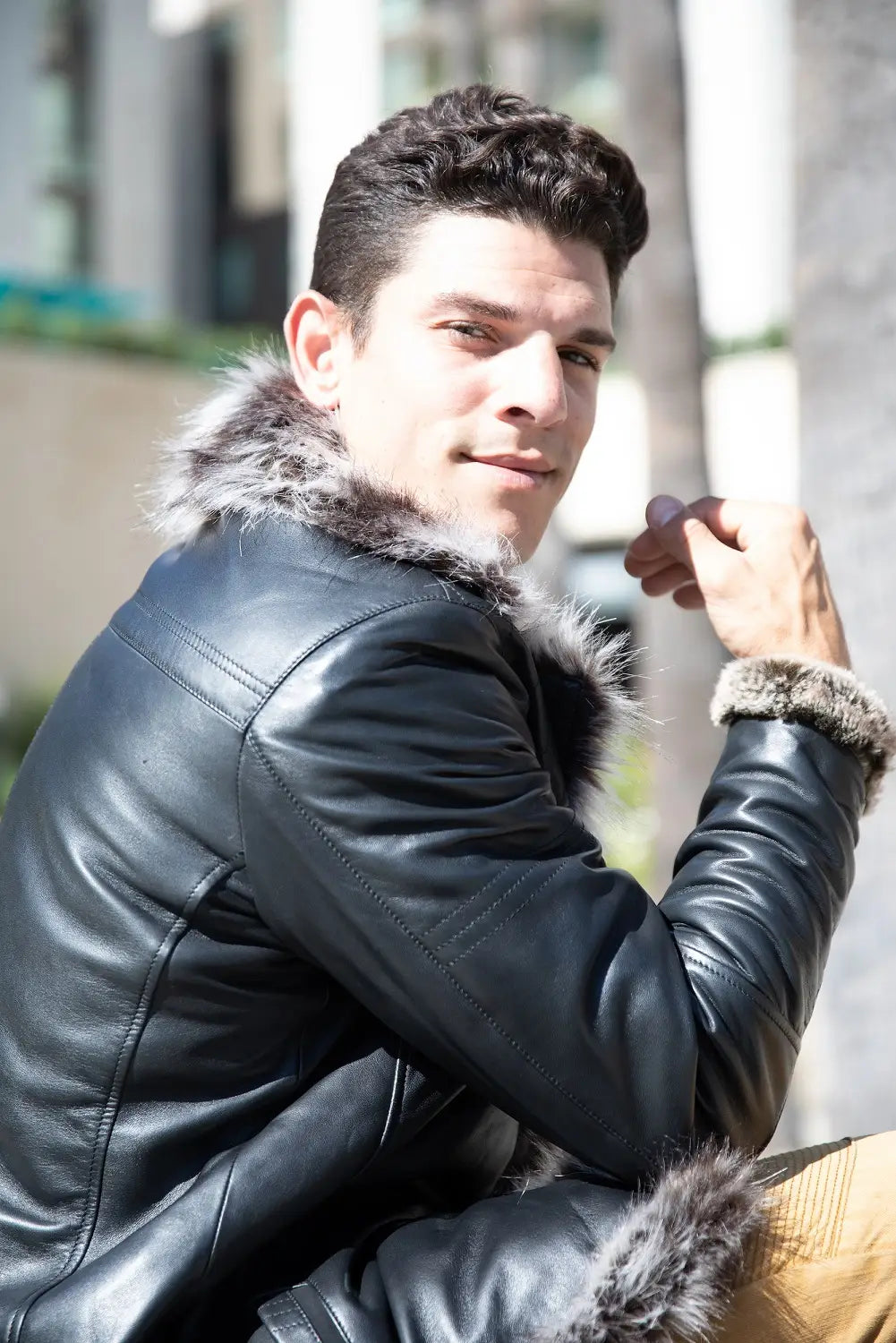 Men'S Jayden Shearling Faux Fur Leather Jacket-Clothing - Men-Fadcloset-XS-Urbanheer