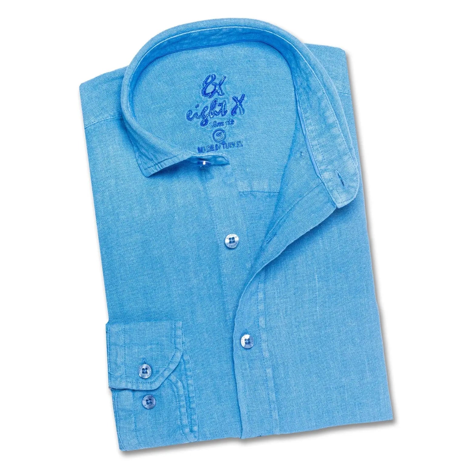 Linen Button Down Shirt - Cerulean Blue-Clothing - Men-Eight X-S-Urbanheer