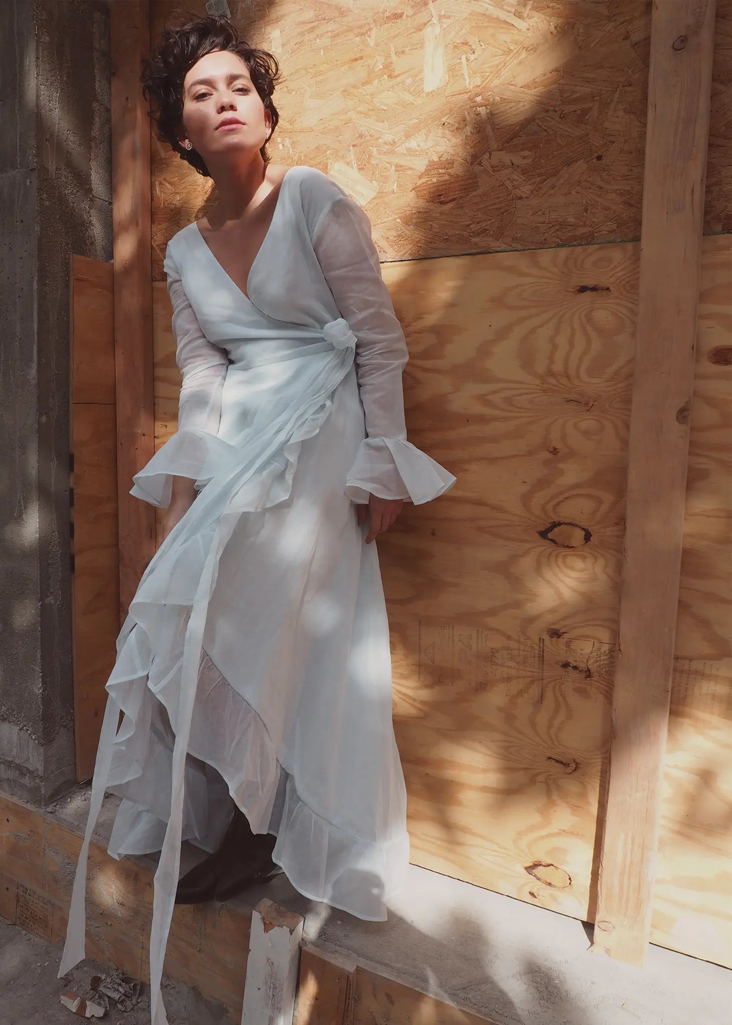 Baby Blue Maxi Dress Bridesmaids Wedding Women’S Ruffle-Carolina Benoit-XS-Urbanheer