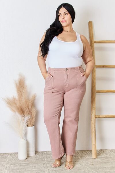 Risen Full Size High Rise Ankle Flare Jeans-Risen-Mauve-0-Urbanheer