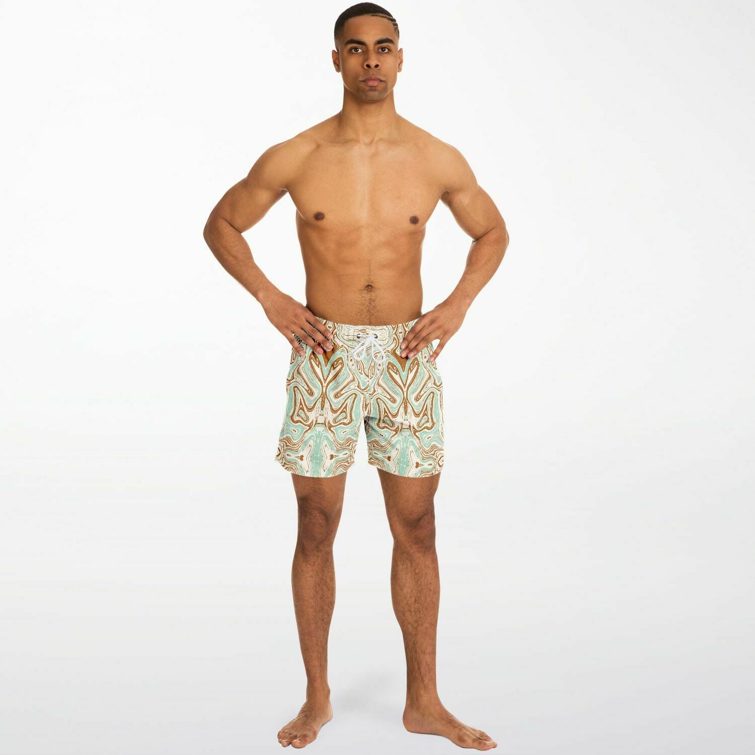 Caramel Marble 5.5" Men Swim Shorts-Subliminator-XS-Urbanheer