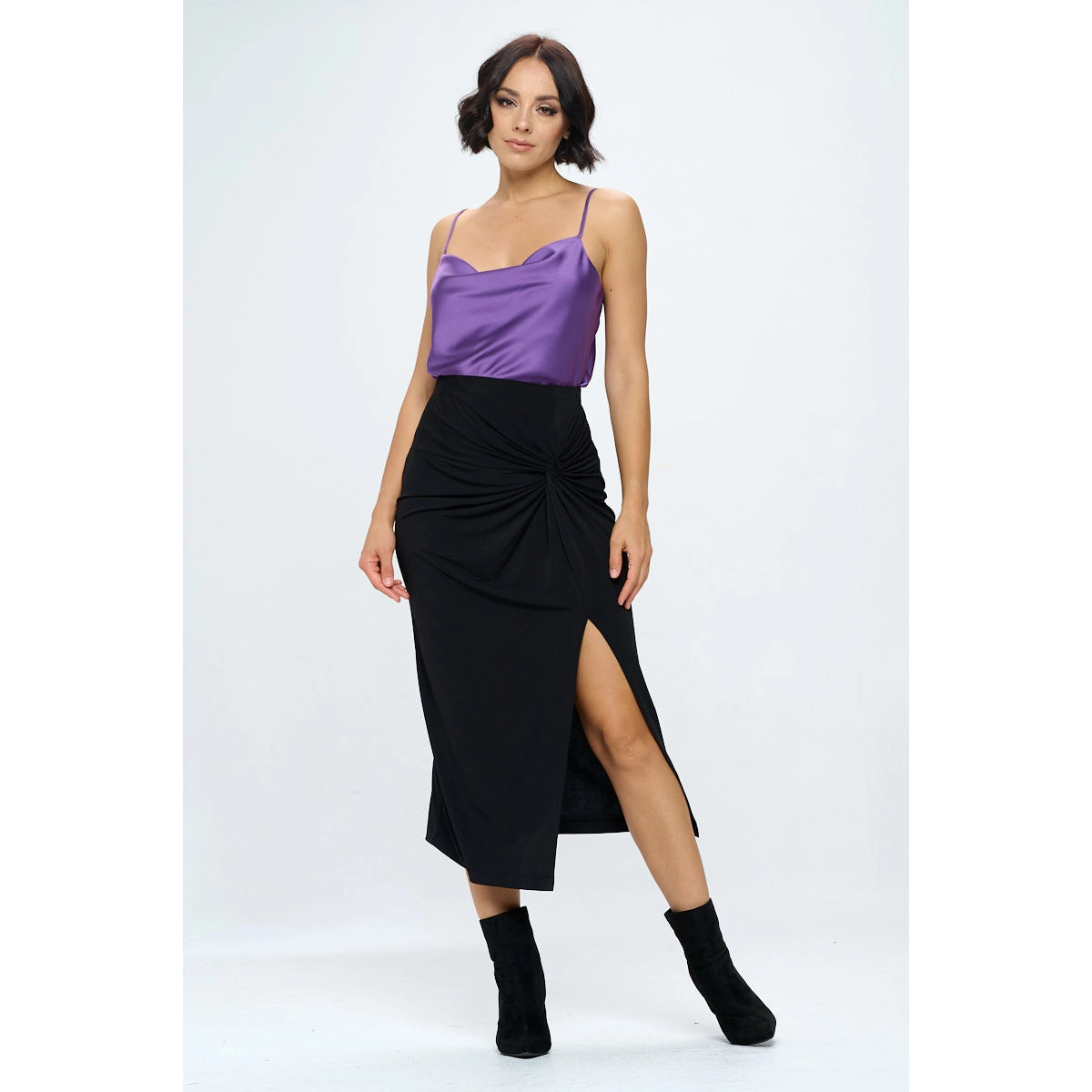 Solid Silky Satin Tank Top-Renee C.-S-Urbanheer