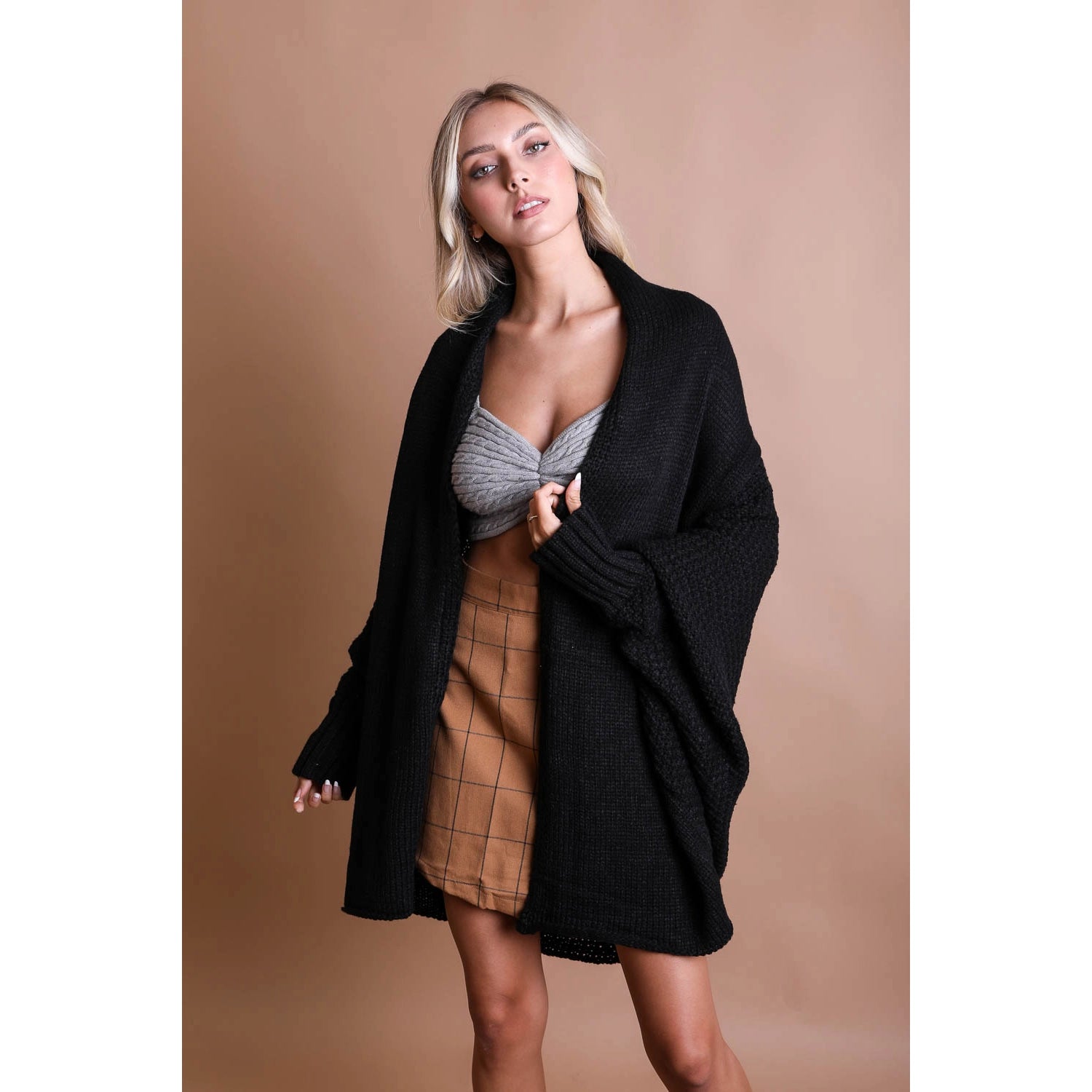 Bat Sleeve Knit Cardigan-Apparel & Accessories-Leto-49"x43"-Urbanheer