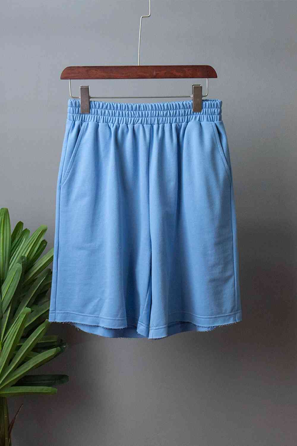 Round Neck Long Sleeve Top And Shorts Set-Street 360-Banana Yellow-S-Urbanheer