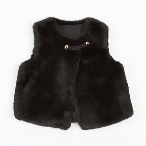 72166 BLACK Furry Vest-doe a dear-4T-Urbanheer