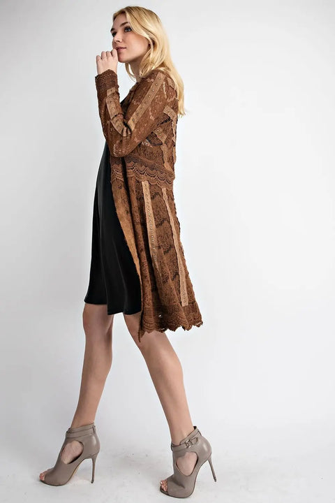 Lace Jacket With Studded Suede Details-Vocal-S-Urbanheer