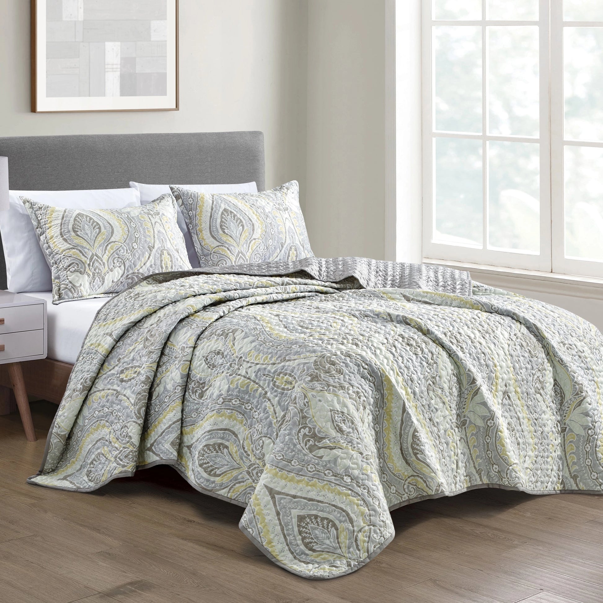 Miya Traditonal Abstract Jacquard Quilt - 3 Piece Set.-linen mart-King-Urbanheer