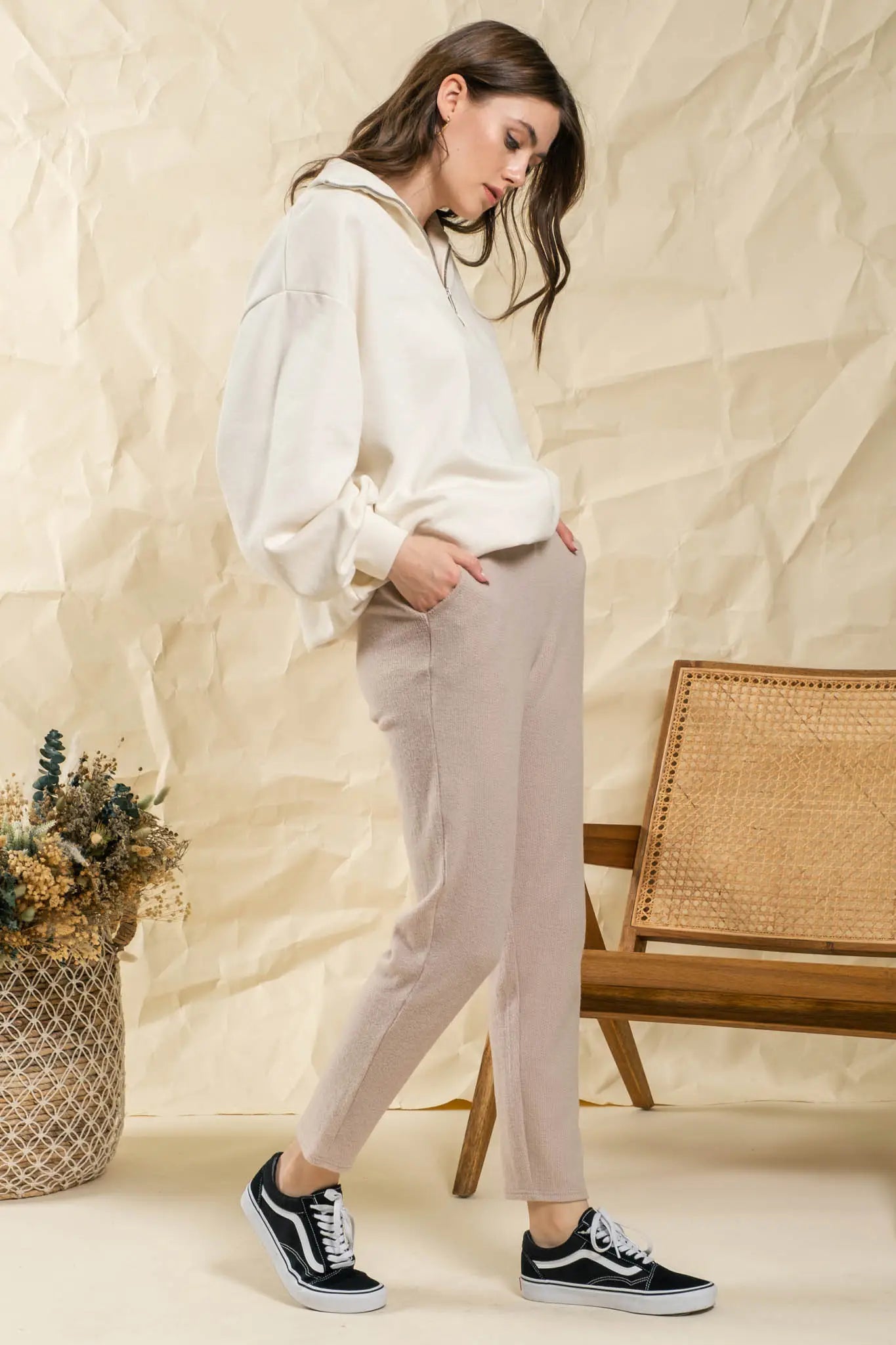 Straight Cozy Pants - Khaki-Blu Pepper-S-Urbanheer