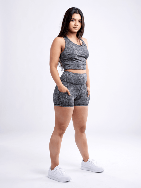 High-Waisted Athletic Shorts with Side Pockets-JupiterGear-Grey-Small / Medium-Urbanheer