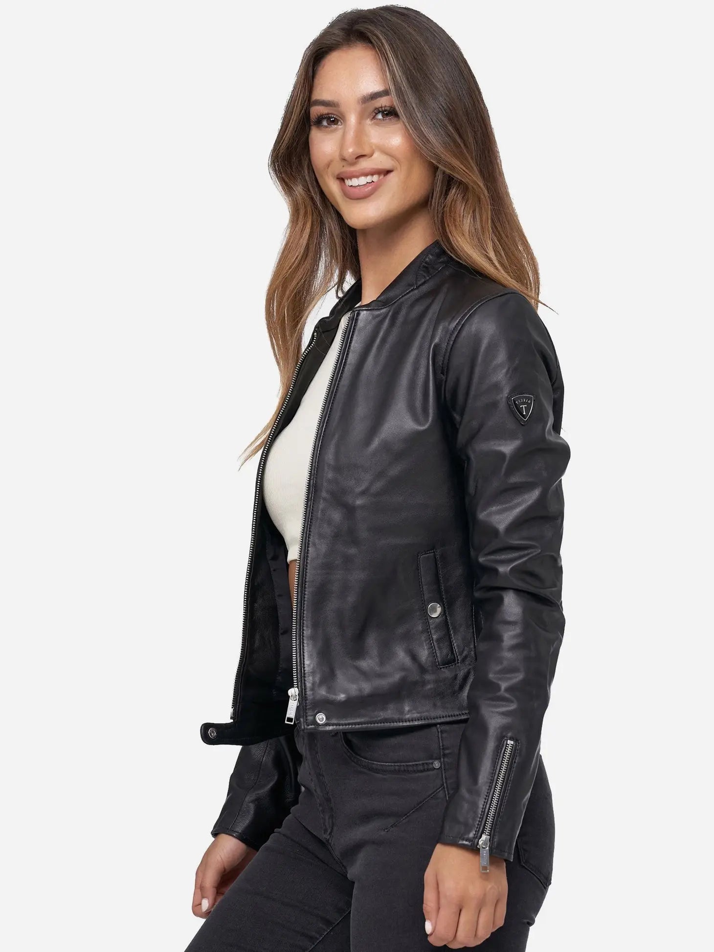 Tazzio Women's Leather Jacket-Tazzio-XS-Black-Urbanheer
