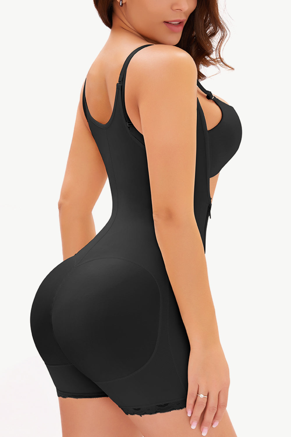 Full Size Side Zipper Under-Bust Shaping Bodysuit-Street 360-Black-S-Urbanheer