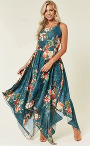 Cosmos Blue Printed Dress-lace and beads-UK 8-Urbanheer