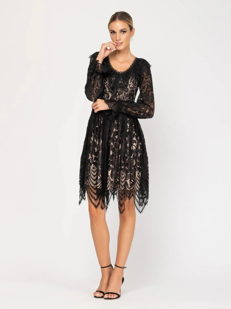 Long Sleeve Lace Dress.-Tantra-S-Urbanheer