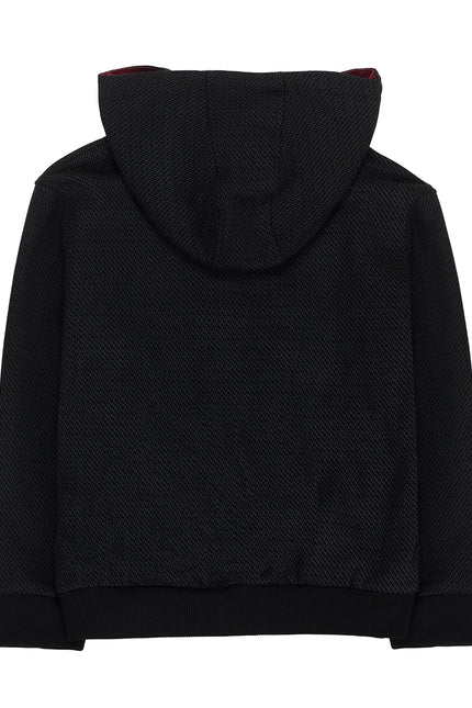 Ubs2 Boy'S Cotton Fleece Sweatshirt With Micro Print In Black.-UBS2-Urbanheer