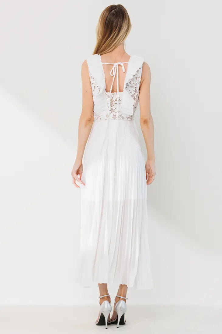 Pleat Detail Fabric Mix Midi Dress-Neon Blush-S-Urbanheer