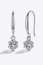2 Carat Moissanite 6-Prong Drop Earrings-Street 360-Silver-One Size-Urbanheer