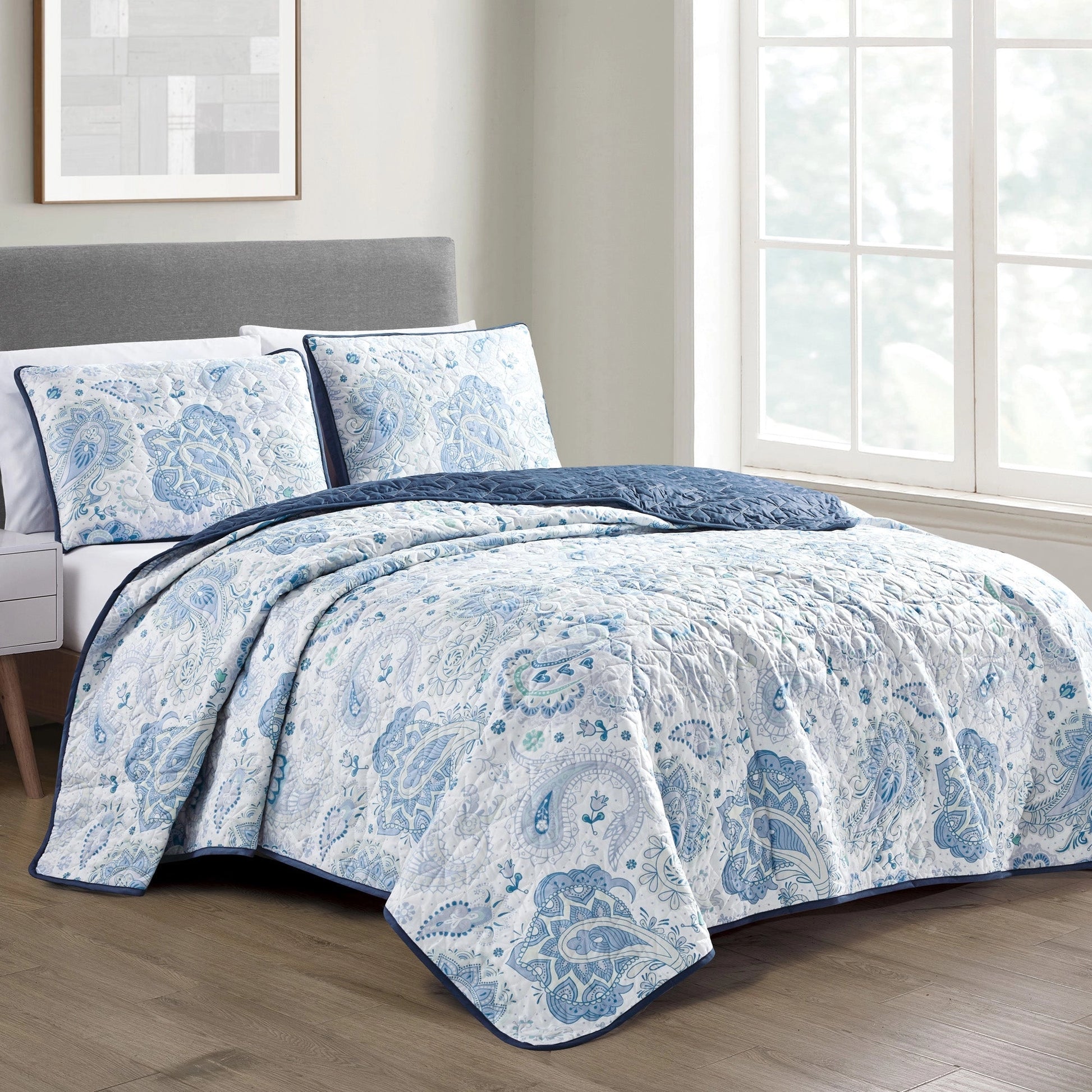 April Traditonal Abstract Jacquard Quilt - 3 Piece Set.-linen mart-King-Urbanheer