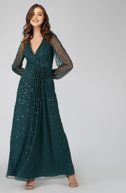 Miya Maxi Dress - Green-Lace & Beads-10-Urbanheer