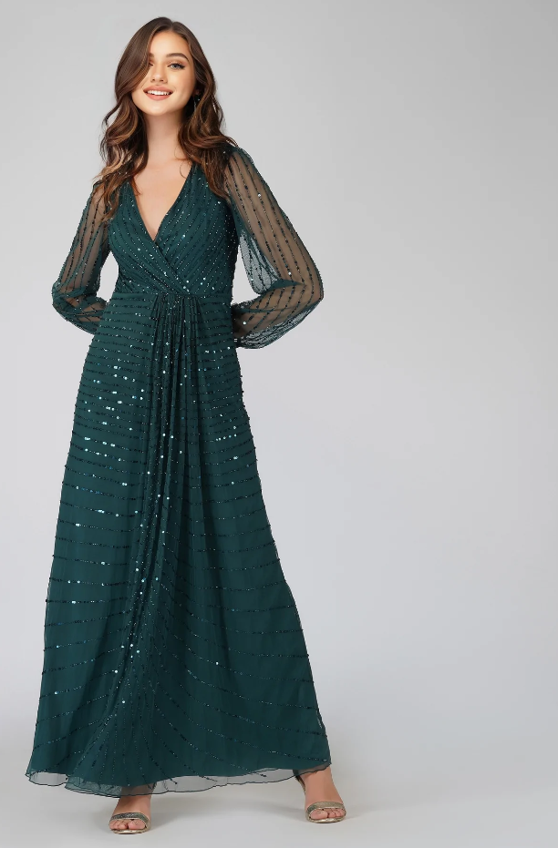 Miya Maxi Dress - Green-Lace & Beads-10-Urbanheer