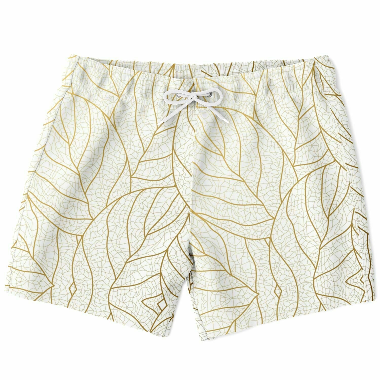 Abstract Gold Leaf 5.5" Men Swim Shorts-Subliminator-XS-Urbanheer