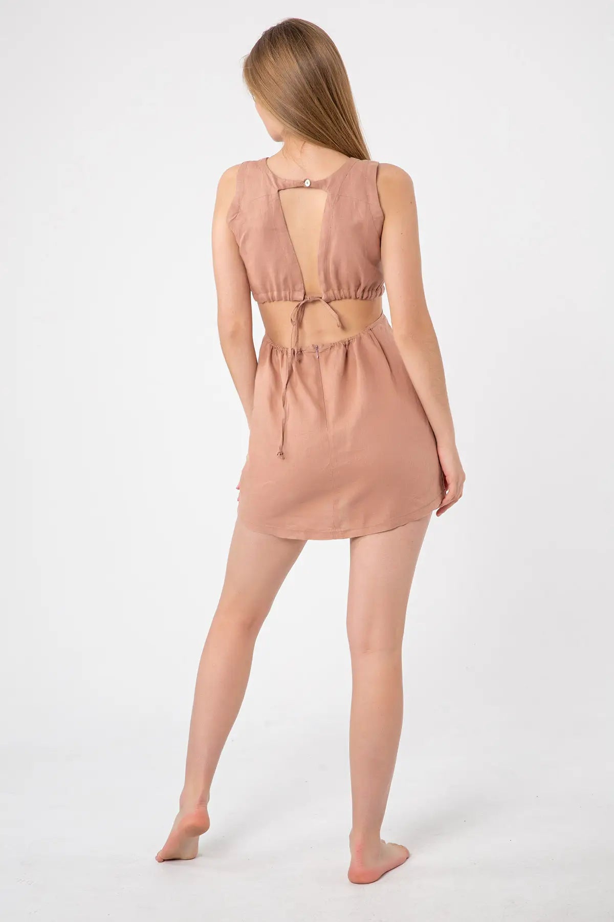 Elegant Linen Mini Dress-Blanca-S-Mocha-Urbanheer
